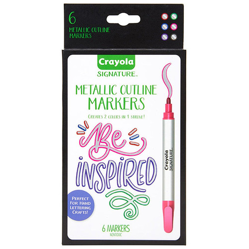 Crayola Signature Metallic Outline Paint Markers - 6 Pck