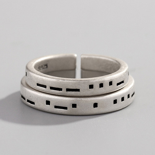 Adjustable Morse Code Ring Set - Love You Forever