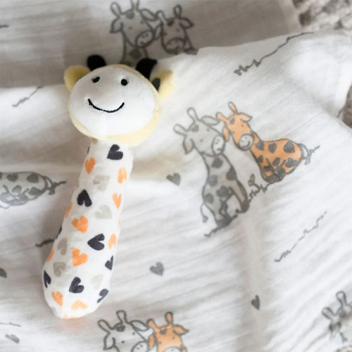 Little Linen Orange Giraffe Muslin Wrap & Toy
