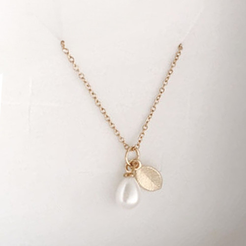 Liberty Pearl & Leaf Necklace - Gold