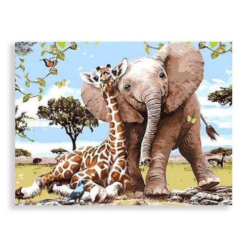 Happy Jungle Animals - 30 x 40 Paint by Numbers Kit
