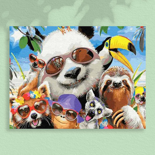 Happy Animals Beach Party - 30 x 40 Paint by Numbers Kit