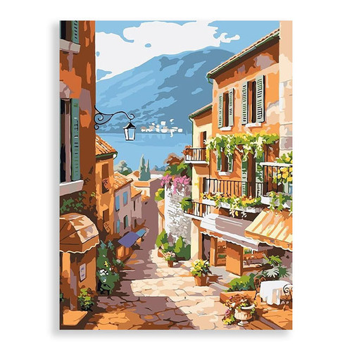 Hilltown Sunny Street - 30 x 40 Paint by Numbers Kit