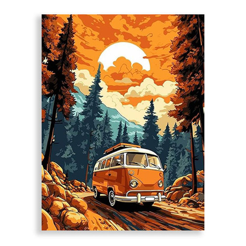 Van on the Road - 30 x 40 Paint by Numbers Kit