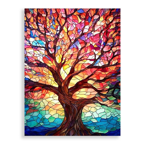 Stained Glass: Colourful Tree - 30 x 40 Paint by Numbers Kit