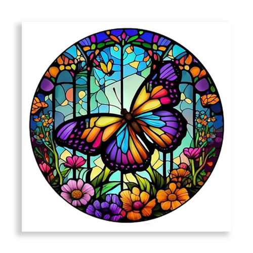 Stained Glass: Colourful Butterfly - 30 x 30 Paint by Numbers Kit