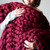 Wine Red Chunky Knit Throw