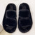Black Double Strap Faux Fur Slippers