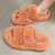 Orange Double Strap Faux Fur Slippers