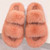 Orange Double Strap Faux Fur Slippers