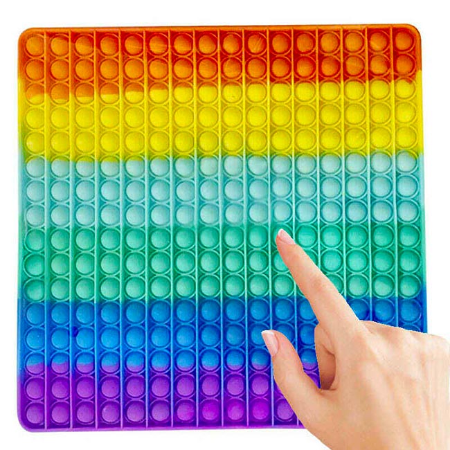 XXL Jumbo Rainbow Square Silicone Pop It Bubble Fidget Toy - 40cm