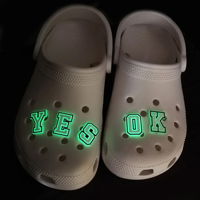 Glow in the Dark Letter Croc Charms