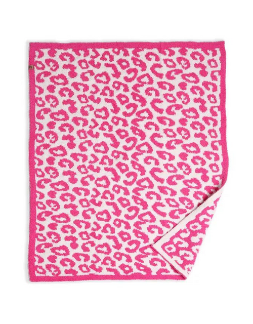 KIDS THROW BLANKET LEOPARD FUCHSIA