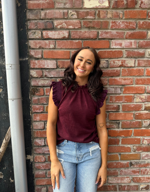 BURGUNDY RUFFLE TOP