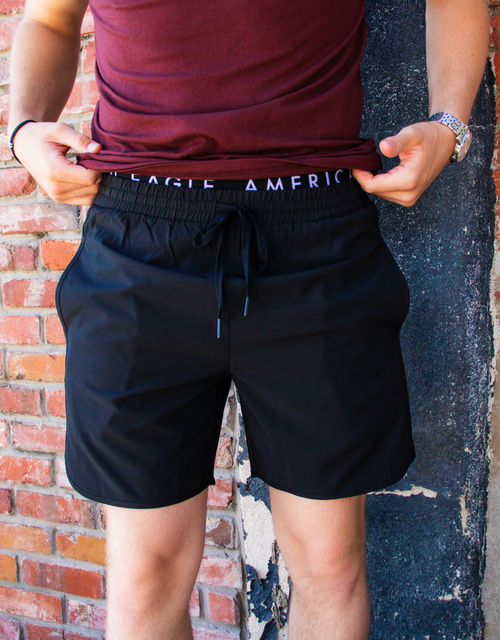 BLACK MENS ACTIVE SHORTS