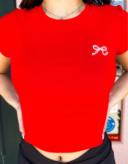 BOW BABY TEE RED