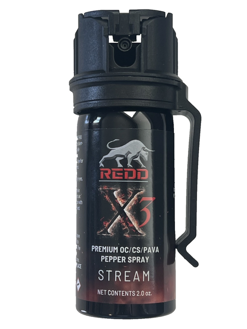 Redd, X3 OC/CS/PAVA Pepper Spray - Flip Top Stream (2 oz), Belt Clip Model