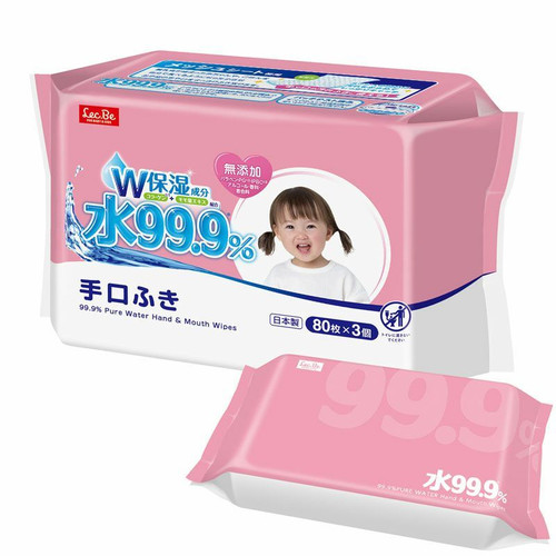 LEC 99.9% Pure Water Wipes H&M 80 sheets x 15 packs * Improved Version