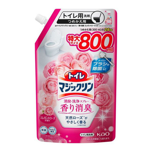 Kao Magiclean Daily Care Toilet Foam Spray Elegant Rose, Pink, Refill 800ml