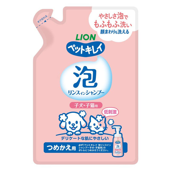 Lion Pet Japan Pet Kirei Foam Rinse-in Shampoo for Puppies and Kittens - Refill pack 180ml