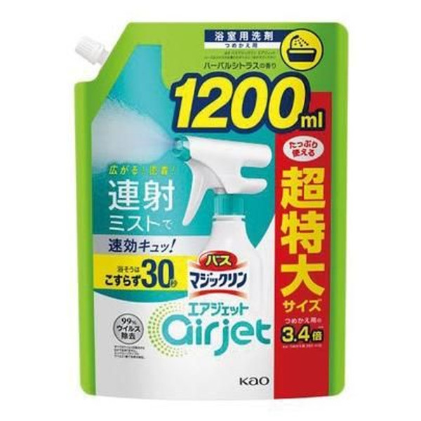 Kao Japan Magiclean Bathroom Airjet Spray Cleaner Refill 1200ml Herbal Citrus  Scent