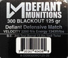 300 BLACKOUT 125gr Defiant Defensive Match (DDM)