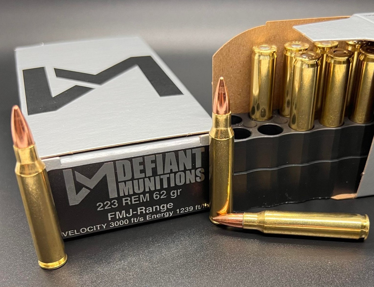 .223 REM 62gr FMJ Range, 20rd Box - Defiant Munitions