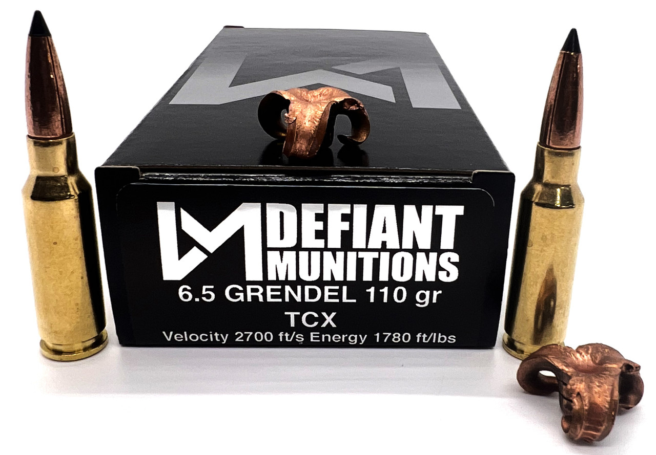 6.5 GRENDEL 110gr TCX Solid Copper Defensive Ammunition - Defiant 