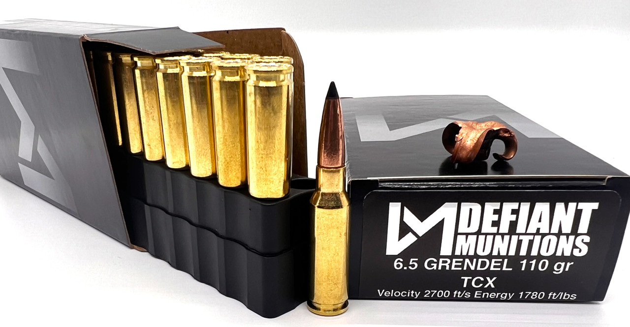 6.5 Creedmoor 130gr TCX (Total Copper X-panding) Solid Copper Defensive  Ammunition - Defiant Munitions