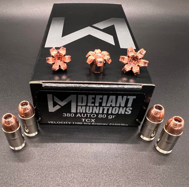 380 Auto 80gr Total Copper X-panding (TCX) - Defiant Munitions