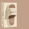 Coffee Men's Anti-Slip Striped Lozenge Texture Slippers.