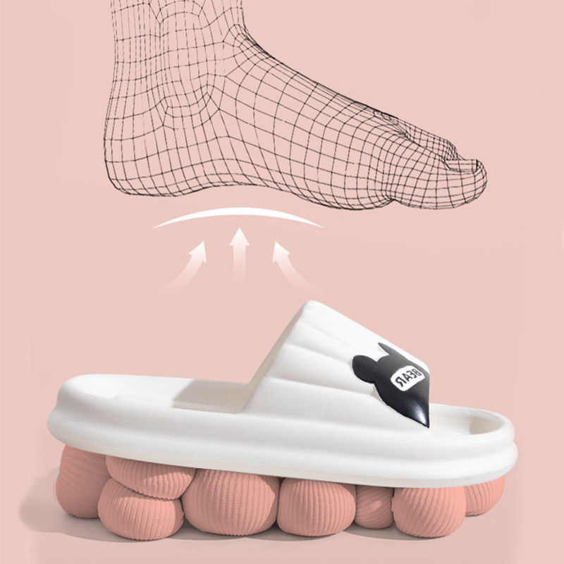 Bear Slippers For Women Summer Indoor Solid Color Striped Thick-Soled Anti-Slip