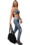 Persimmona Blueberria high-stretch quick-dry leggings in Multicolor Blueberry – front view.