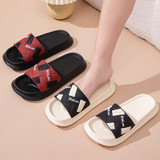 Fashion-forward Red and Black Color-block Letter Slippers for Women