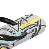 Detail shot of the non-slip base of the graffiti printed flip flops.
