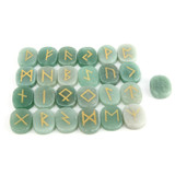 Labradorite crystal rune set with 24 oval symbol stones and one blank piece