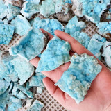 Raw blue aragonite crystal cluster – natural texture – side view