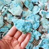 Raw blue aragonite crystal cluster – mineral surface detail – close view