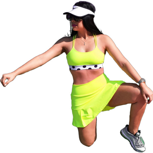 Enjoy versatility and style with the Persimmona Canary Beautiful Tennis Skort.