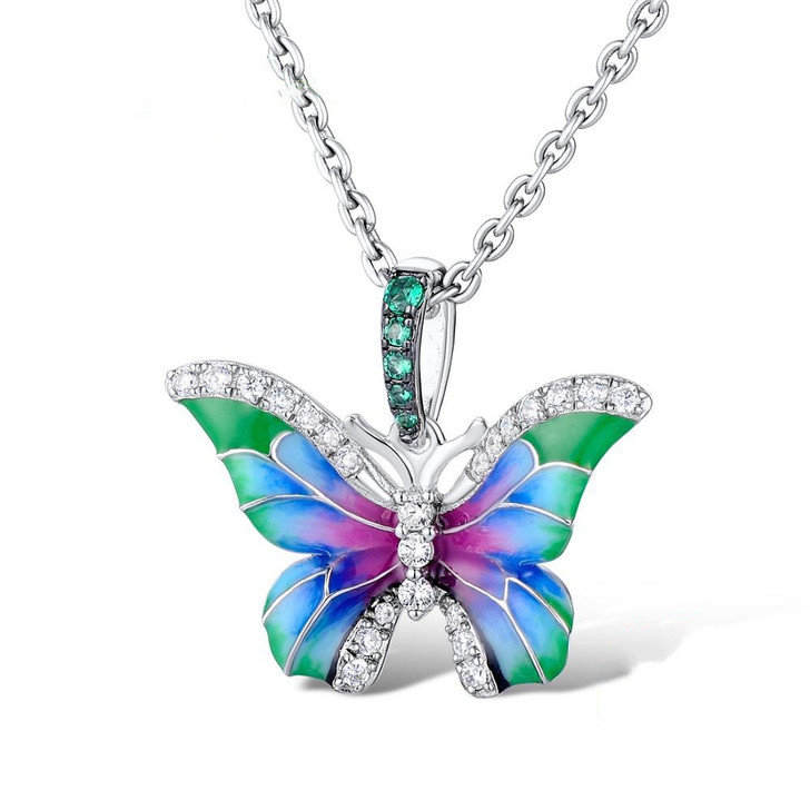 Copper Butterfly & Dragon Pendant Necklace – 45cm Chain