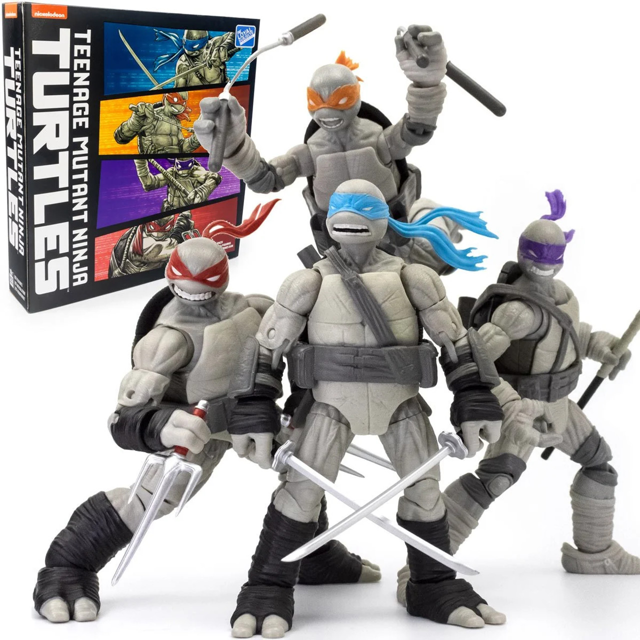 BST AXN TMNT: IDW Comics (Black & White) Turtle 4 Pack - SDCC 2023 Exclusive