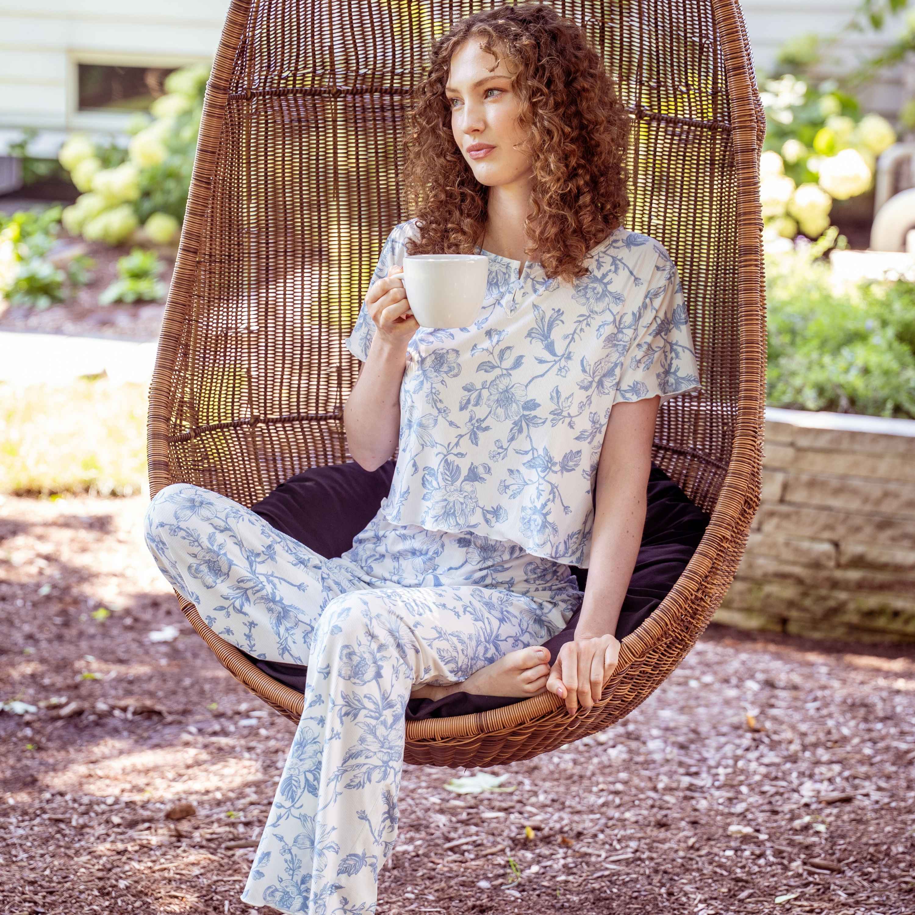 Woman wearing lounge bottoms