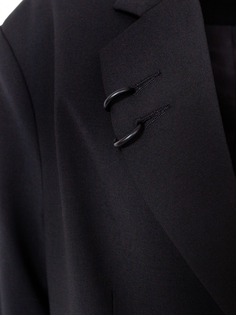 Black Wool Blend Tailored Semi-fitted Single Breasted Blazer | TATSUO ...