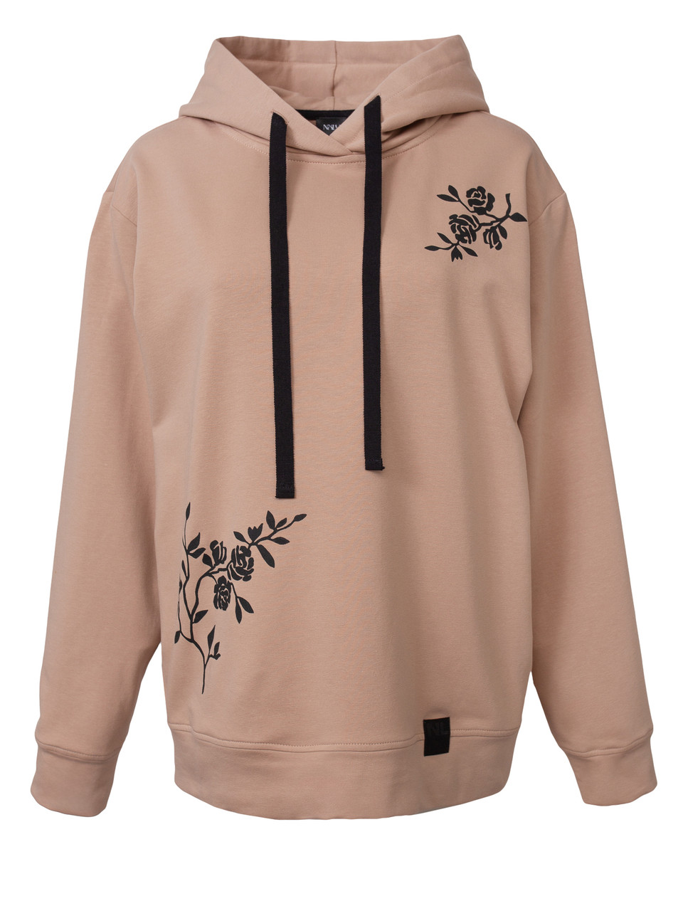 Rose print clearance drawstring hoodie