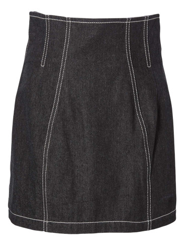 Denim and Gray High Waist  Mini Skirt With Contrasting Seams | HOPE