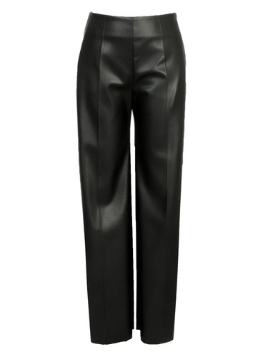Black Eco-Leather Wide-Leg Pants | ROSALIE