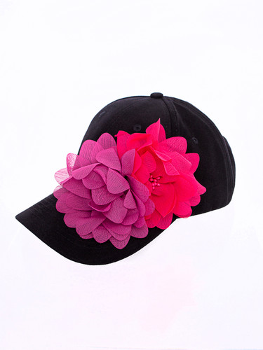 Black Cap With Decorative Brooches | FLOWERS