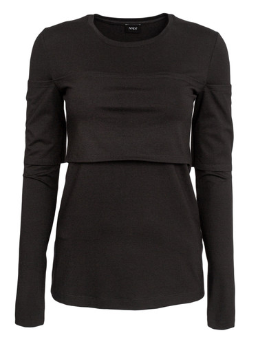 Black  Long Sleeve Jersey Top With Front And Sleeve Detail | ARIANA