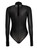 Black Elastic Mesh Tulle Bodysuit With Turtle Neck | AIKEK