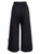 Black Wide Leg Cotton Double Knit Crop Track Pants |  MAI 